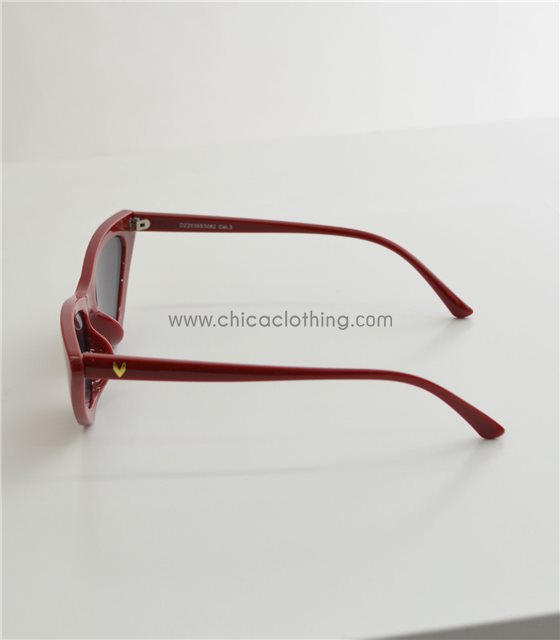 Cat-Eye γυαλιά ηλίου με μαύρο φακό (Μπορντό)