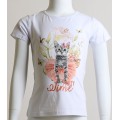 Παιδική κοντομάνικη μπλούζα με σχέδιο γατάκι (Λευκό)