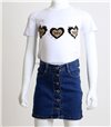 Παιδική κοντομάνικη μπλούζα με καρδούλες (Λευκό)