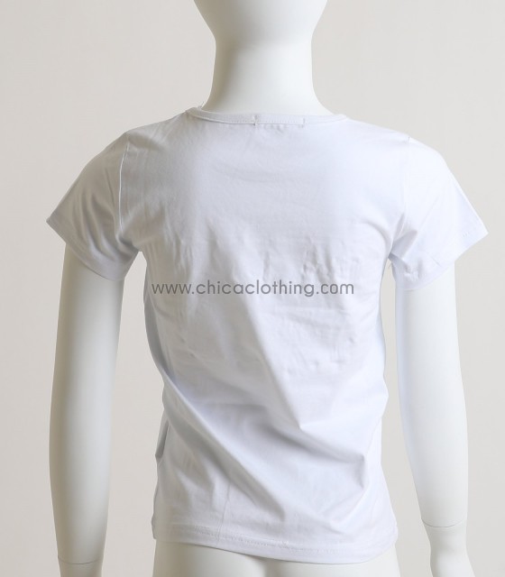 Παιδική κοντομάνικη μπλούζα με πέρλες (Λευκό)