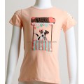 Παιδική κοντομάνικη μπλούζα με σχέδιο σκυλάκι (Σομόν)