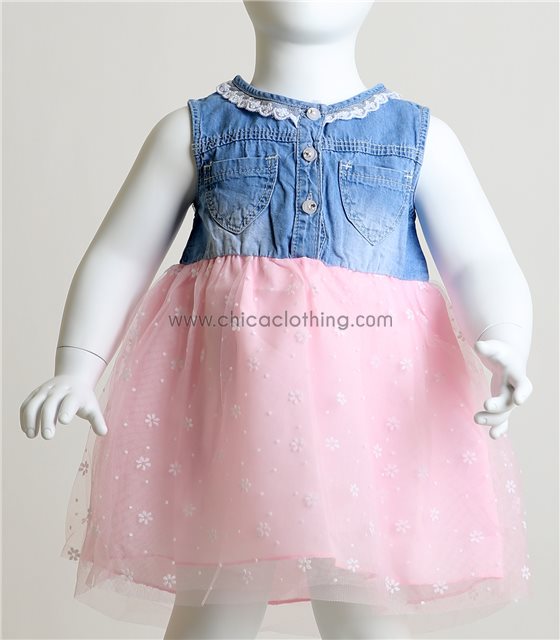 Βρεφικό φόρεμα με σχέδιο μαργαρίτες (Ροζ)