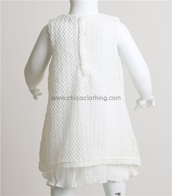 Βρεφικό φόρεμα δαντέλα αμάνικο (Λευκό)