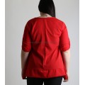 Μπλούζα oversized με πατ μανικιών (Κόκκινο)