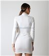 Φόρεμα ζιβάγκο με λεπτομέρεια σούρα (Λευκό)