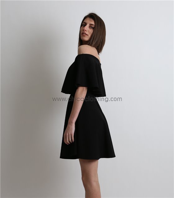Μαύρο φόρεμα βολάν και κλος φούστα