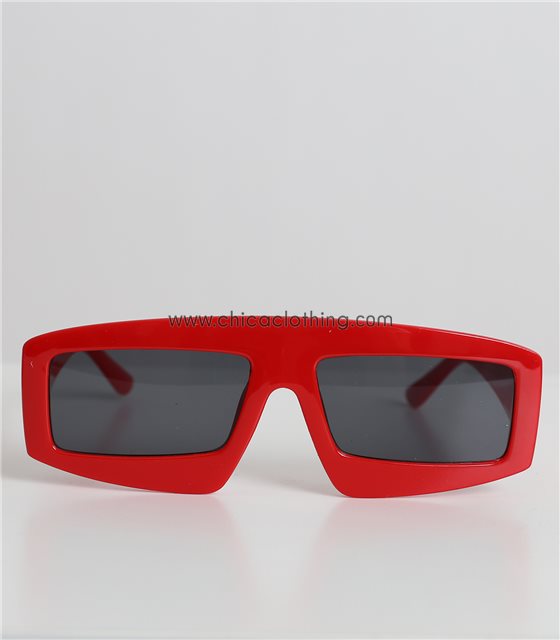 Γυαλιά ηλίου κόκκινα κοκκάλινα παραλληλόγραμμα με μαύρο φακό