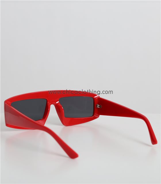 Γυαλιά ηλίου κόκκινα κοκκάλινα παραλληλόγραμμα με μαύρο φακό