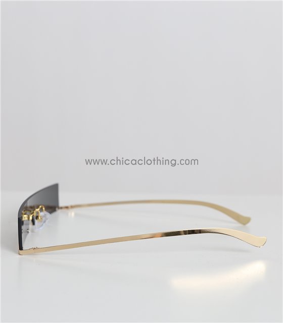 Γυαλιά ηλίου με μαύρο φακό και χρυσό σκελετό (Μαύρο)