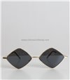 Γυαλιά ηλίου πολύγωνα με χρυσό σκελετό και μαύρο φακό (Μαύρο)