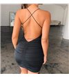 Μίνι φόρεμα εφαρμοστό με χιαστή στην πλάτη (Μαύρο)