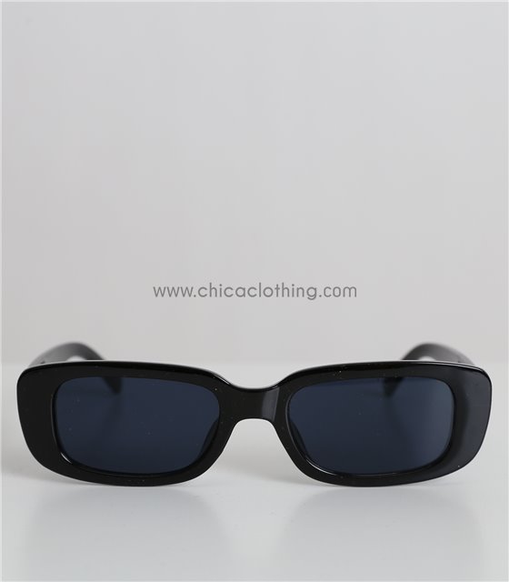 Ορθογώνια γυαλιά ηλίου με μαύρο φακό (Μαύρο)