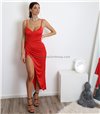Φόρεμα μάξι τιράντα με επένδυση (Κόκκινο)