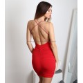 Μίνι φόρεμα εφαρμοστό με χιαστή στην πλάτη (Κόκκινο)
