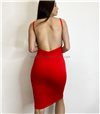 Ελαστικό φόρεμα midi με τιράντες (Κόκκινο)