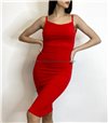 Ελαστικό φόρεμα midi με τιράντες (Κόκκινο)