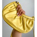 Δερματίνη τσάντα ώμου σουρωτή (Κίτρινο)