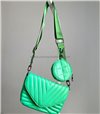 Δερματίνη τσάντα ώμου με τσαντάκι (Πράσινο)