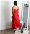 Φόρεμα μάξι σατέν τιράντα (Κόκκινο)