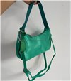Τσάντα ώμου υφασμάτινη με διπλό λουράκι (Πράσινο)