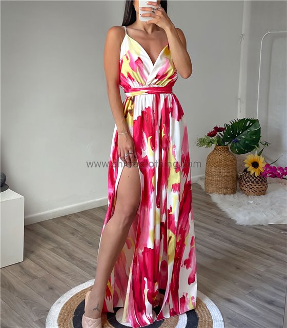 Φόρεμα μάξι tie dye (Ροζ)