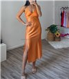 Σατέν φόρεμα κρουαζέ serena (Πορτοκαλί)