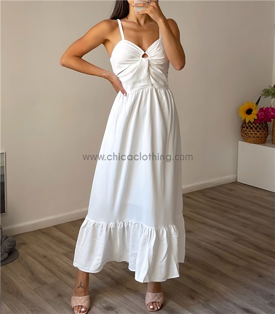 Φόρεμα μάξι με κρίκο (Λευκό)