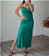 Φόρεμα μάξι σατέν τιράντα (Πράσινο)