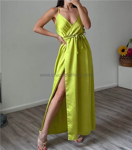 Μάξι φόρεμα σατέν sandra (Κίτρινο σκούρο)