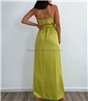 Μάξι φόρεμα σατέν sandra (Κίτρινο σκούρο)