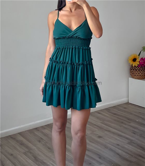 Φόρεμα μίνι τιράντα με ρυθμιζόμενες τιράντες (Πράσινο)