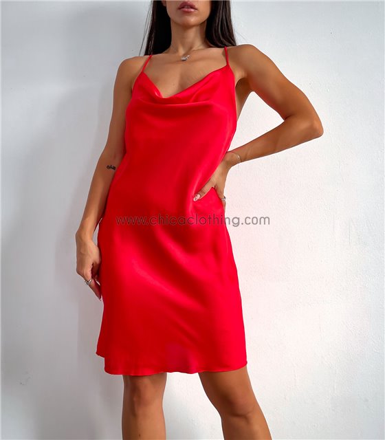Σατέν φόρεμα darya (Κόκκινο)