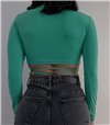 Crop top με άνοιγμα και δεσίματα (Πράσινο)