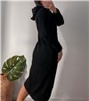 Πλεκτό φόρεμα με κουκούλα (Μαύρο)