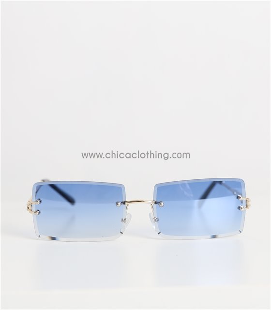 Γυαλιά ηλίου ορθογώνια με μπλε φακό