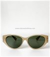 Γυαλιά ηλίου κοκάλινα στρόγγυλα με πράσινο φακό (Μπεζ)