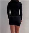 Μίνι φόρεμα σουρωτό με γιακά (Μαύρο)