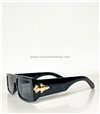 Γυαλιά ηλίου ορθογώνια με χρυσή λεπτομέρεια (Μαύρο)