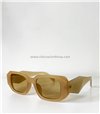 Γυαλιά ηλίου με πολύγωνο σκελετό και καφέ φακό (Μπεζ)