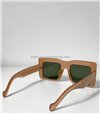 Γυαλιά ηλίου τετράγωνα με πράσινο φακό (Μπεζ)