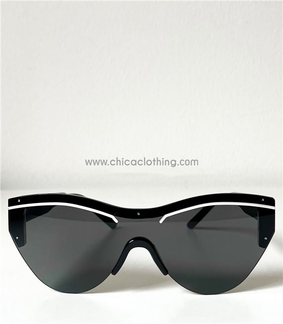 Γυαλιά ηλίου με λευκή λεπτομέρεια (Μαύρο)