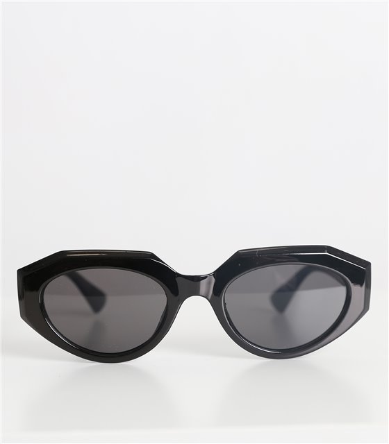 Γυαλιά ηλίου πολύγωνα κοκάλινα με μαύρο φακό (Μαύρο)