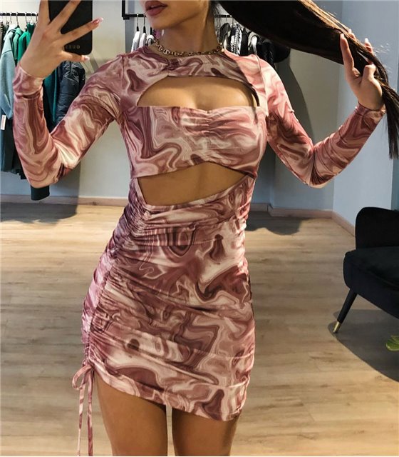 Μίνι φόρεμα με σούρα Joanna (Ροζ)