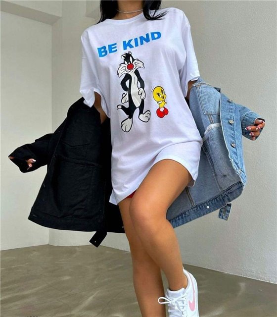 T-shirt sylvester and tweety ''BE KIND'' (Μαύρο)