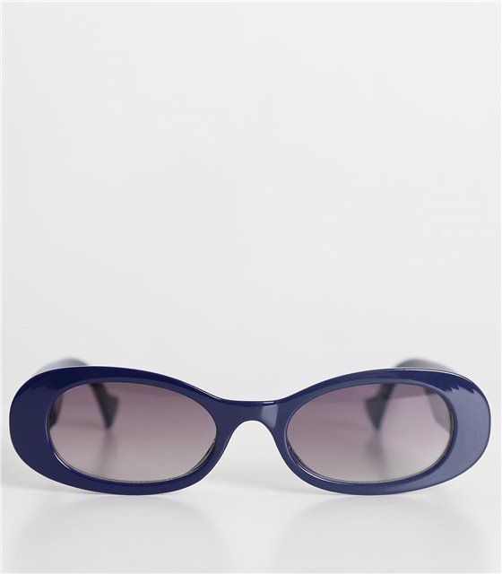 Στρόγγυλα γυαλιά ηλίου κοκάλινα με μαύρο φακό (Μπλε)
