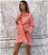 Μίνι φόρεμα ριγέ με ιδιαίτερο σχέδιο (Πορτοκαλί)