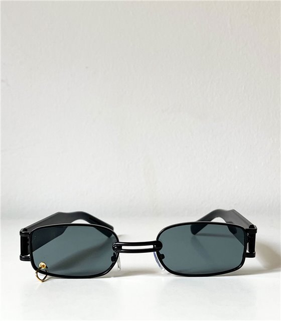 Γυαλιά ηλίου ορθογώνια με κρίκο (Μαύρο)