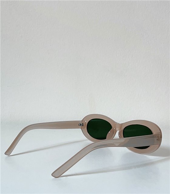 Γυαλιά ηλίου στρόγγυλα με πράσινο φακό (Μπεζ)
