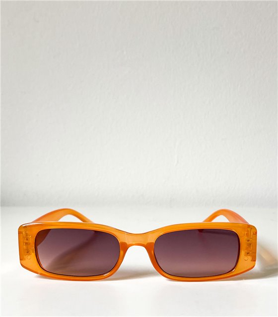 Γυαλιά ηλίου ορθογώνια κοκάλινα με χρυσή λεπτομέρεια (Πορτοκαλί)