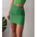 Ψηλόμεση φούστα μίνι με άνοιγμα στο πλάι (Πράσινο)